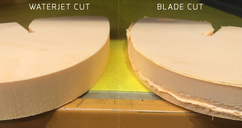 OBO Foam Waterjet Cut vs Blade Cut
